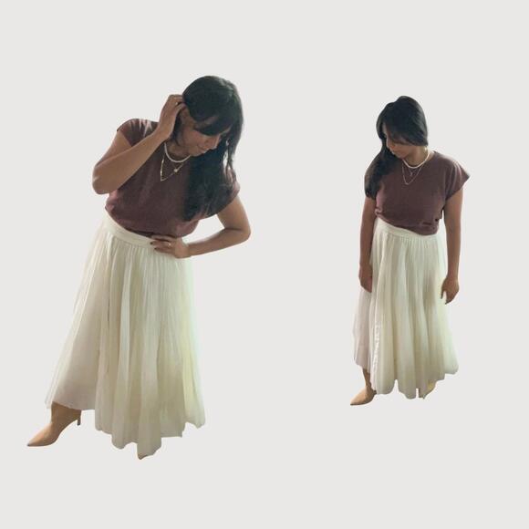 Commense NWT Pleated Maxi Skirt Cream Size M - Picture 2 of 6